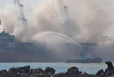 İskenderun limanında gemi yangını