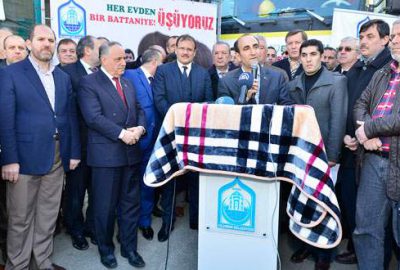 Yıldırım’dan Suriye’ye 10 TIR dolusu battaniye