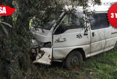 Yoldan çıkan araç zeytinliğe uçtu!