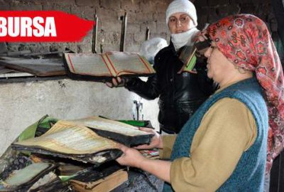 Küle dönen evden sadece Kuran-ı Kerim sağlam çıktı