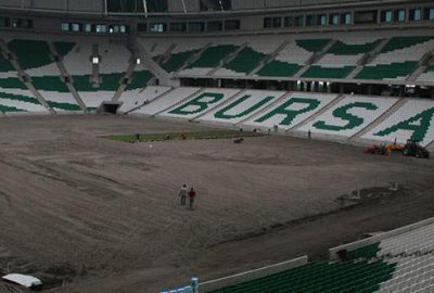 Timsah Arena’nın çimleri seriliyor