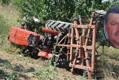 Ters dönen traktörün altında can verdi