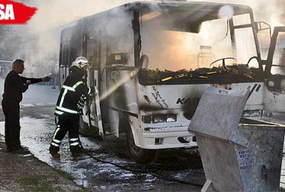 Seyir halindeki servis alev aldı!