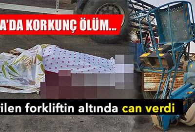 Devrilen forkliftin altında can verdi