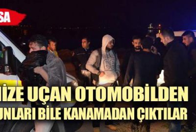 Denize uçan otomobilden burunları bile kanamadan çıktılar