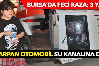 TIR çarpan otomobil su kanalına düştü: 3 yaralı