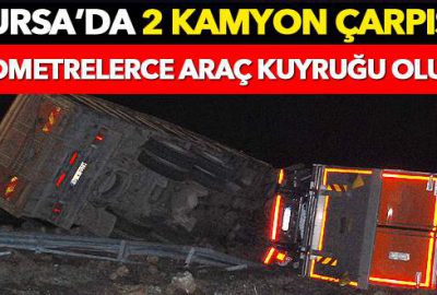 Aynı yönde seyreden iki kamyon çarpıştı