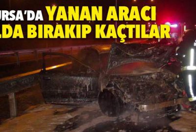 Bariyerlere çarpan otomobil alev aldı!