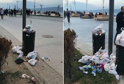 Mudanya sahilinde tepki çeken görüntü