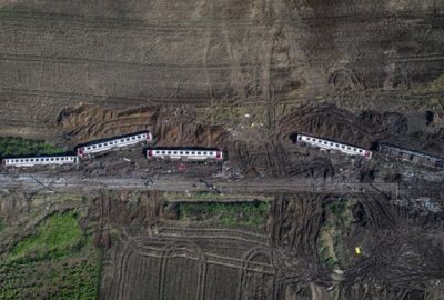 Tren faciası sonrası oluşan enkaz, havadan görüntülendi