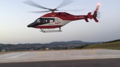 Bursa’da ambulans helikopter traktör kazasında yaralanan genç için havalandı