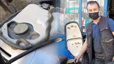 Bursa’da tamir ettiği motosikletten yılan çıktı