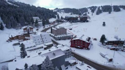 Uludağ’da sezonun ilk karı havadan görüntülendi