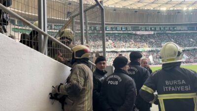 Bursaspor maçında yangın paniği