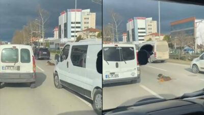 Bursa’da trafiğinde ilginç anlar